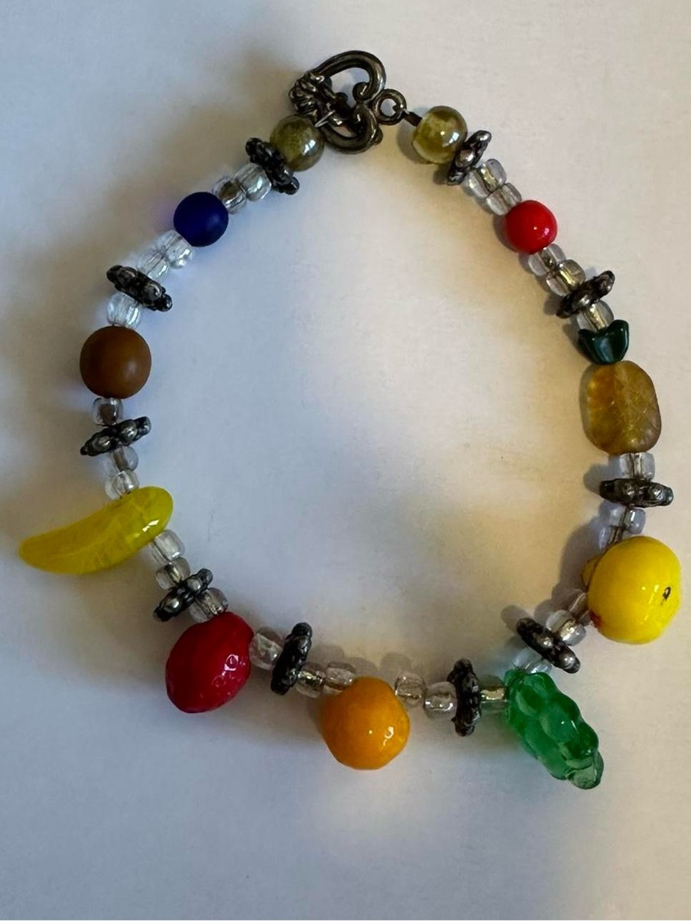 Vintage hand made fruit bead bracelet.